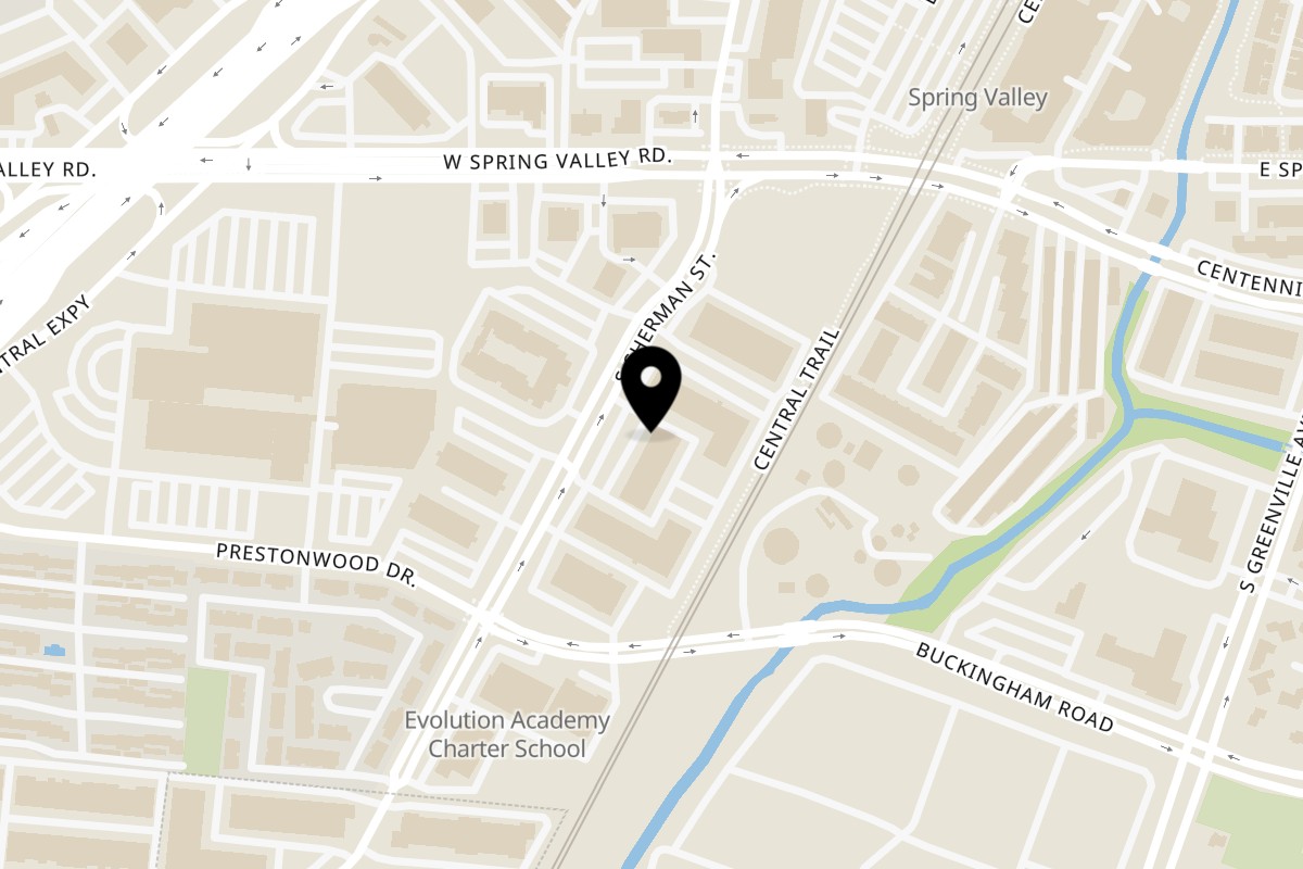 Map showing the location of Hamburgotti's on 1057 S Sherman St in Richardson